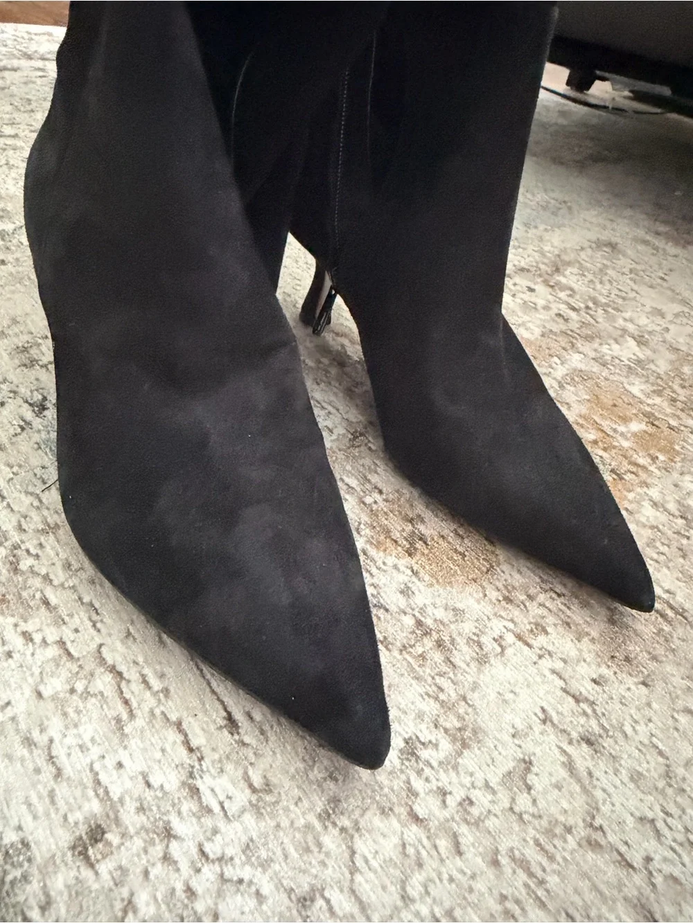 Sam Edelman Black Knee-High Pointed-Toe Kitten Heel Boots Size 6.5